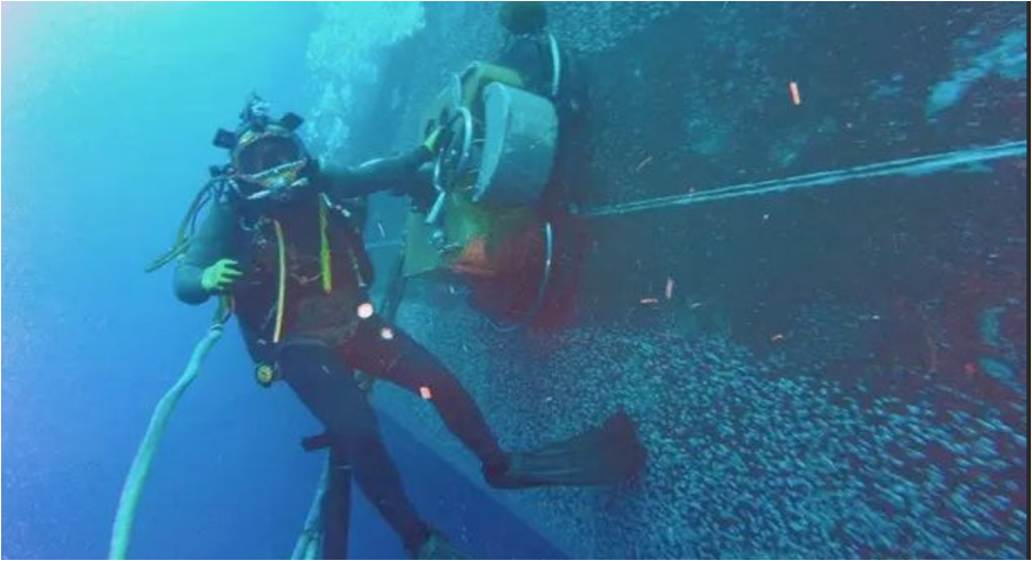 Underwater cleaning of the sea-gratings